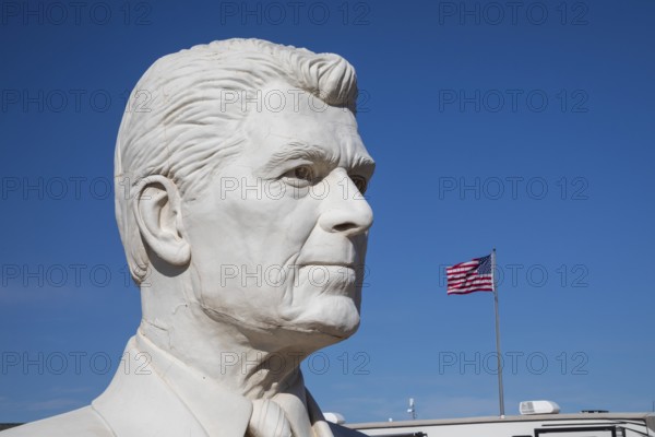 Hermosa, South Dakota - The 20-foot-tall heads of President Ronald Reagan, crafted by artist David Adickes. This was one of 43 Presidential heads made for Presidents Park, near Mt. Rushmore. Presidents Park went out of business a few years after opening in 2003