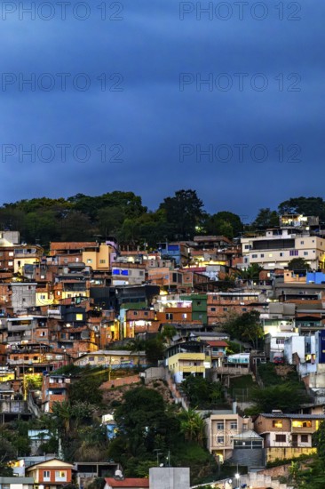 Nightfall in a Brazilian slum located in the city of Belo Horizonte