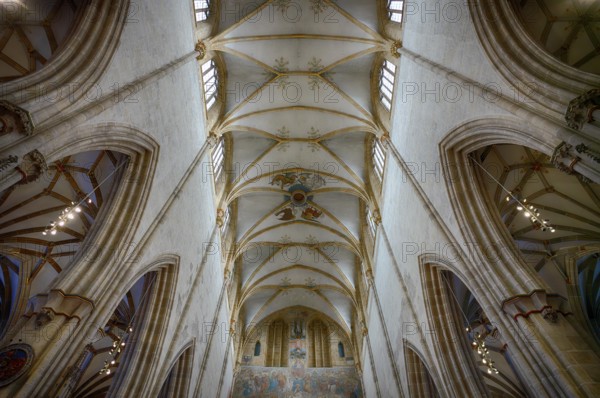 Interior view, central nave facing east, vaulted ceiling, church ceiling, interior view, Our Lady of Ulm, Ulm Münster, Ulm, Baden-Württemberg, Germany