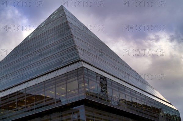 Glass Pyramid of the Central Library, City Library, Old Town, Ulm, Baden-Württemberg, Germany