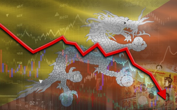 Dominican Republic financial fall on economy market. Dominican Republic financial crisis on economic graph
