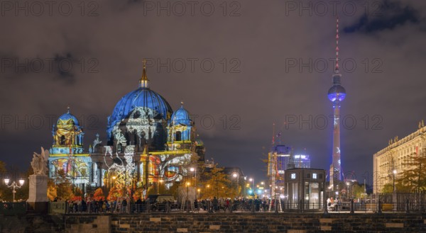 Festival of Lights Cathedral and TV Tower Berlin Germany
