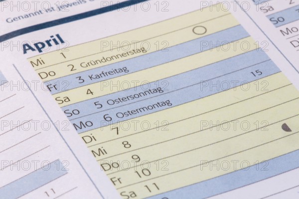 Close-up of a calendar for 2026