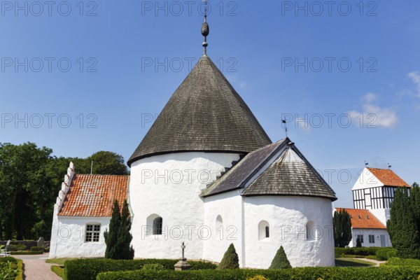 Romanesque round church, Ny Kirke, fortified church, Nyker, Bornholm island, Denmark