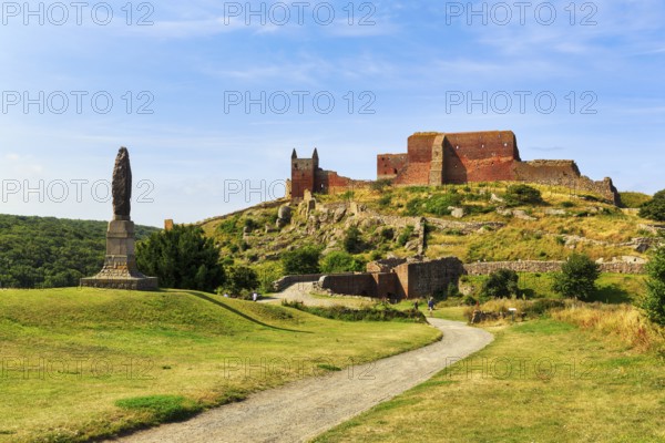 Hammershus fortress ruins, medieval castle ruins on a cliff, tourist attraction, Allinge-Sandvig, Bornholm, Denmark
