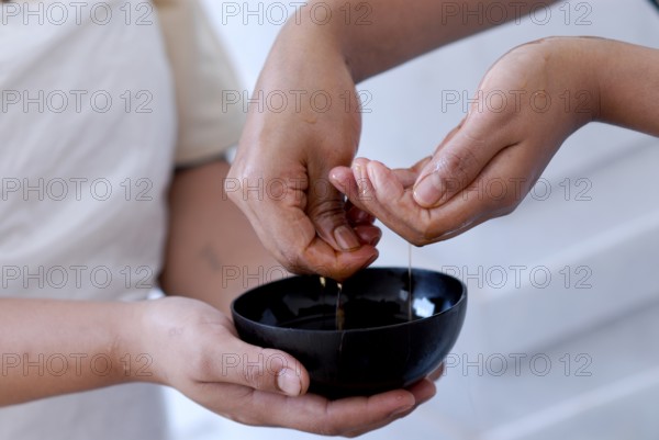 Ayurveda treatment with sesame oil in spa, Udaipur, Rajasthan, India