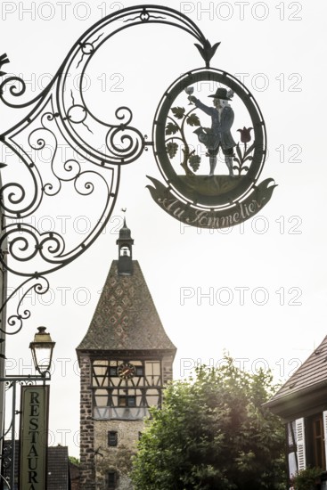Picturesque village with half-timbered houses, Bergheim, Haut-Rhin, Alsace, France