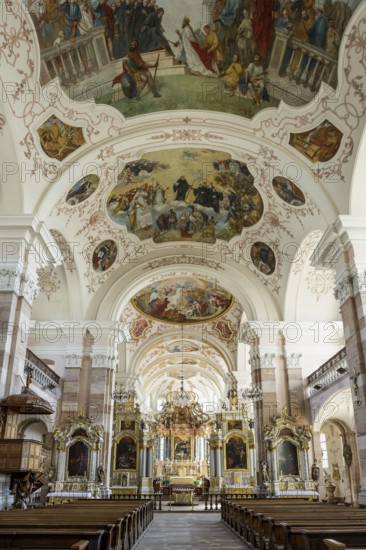 Interior view, church, Notre-Dame de l'Assomption, Rouffach, Haut-Rhin Department, Alsace, France