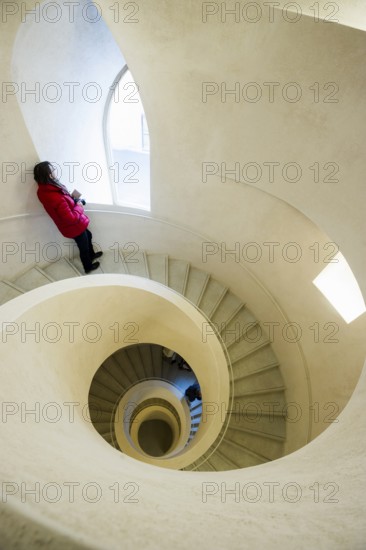 Spiral staircase, Unterlinden Museum, Unterlinden Museum, new building by architects Herzog and de Meuron, Colmar, Haut-Rhin Department, Alsace, France