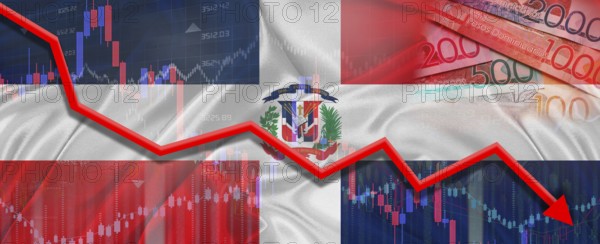 Republica Dominicana Financial Crisis on Economic Graph. Financial Fall Dominican on Economy Market