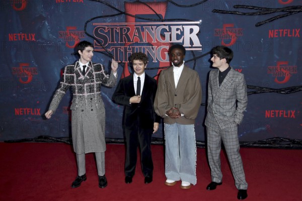 Finn Wolfhard, Gaten Matarazzo, Caleb McLaughlin, Noah Schnapp - Stranger Things Fan Event Season 5, Tempelhof Airport, Hangar 7, Berlin, 18.11.25