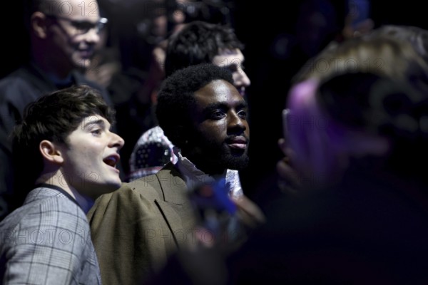 Finn Wolfhard and Caleb McLaughlin with their fans - Stranger Things season 5 fan event, Tempelhof Airport, Hangar 7, Berlin, 18.11.25