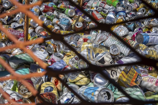 Cisco, Utah - Hundreds of aluminum drink cans are collected for recycling at the Cisco take-out on the Colorado River. The cans are left by river rafters who have completed their trip through Westwater Canyon