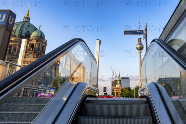 Escalator at Museumsinsel subway exit, Berlin, Germany