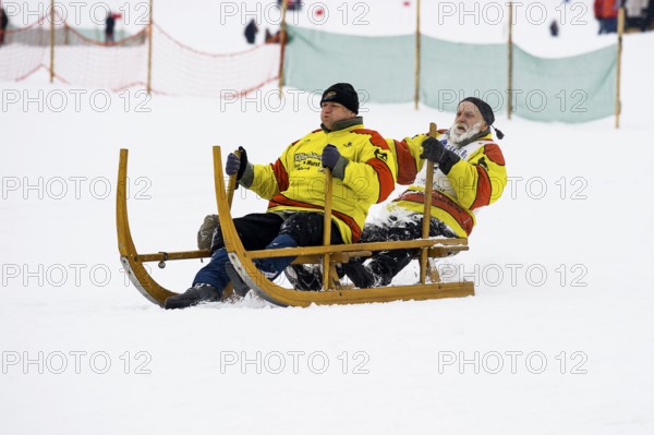 Horn sled racing, Waldau, Black Forest, Baden-Württemberg, Germany
