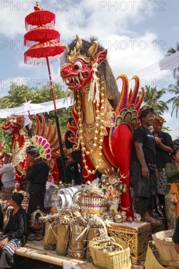 Preparing for a corpse cremation, (Ngaben), Ubud, Bali, Indonesia