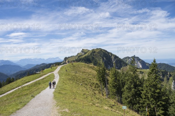 Wanderweg am Brauneck, hinten der Latschenkopf, Bavarian Prealps, Isarwinkel, Lenggries, Upper Bavaria, Bavaria, Germany