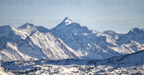 Grossglockner summit in winter, view from Hohe Salve, Tyrol, Austria