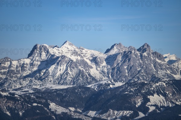 Peaks of the Lofer Mountains in winter, Hochbrixen, Brixen im Thale, Tyrol, Austria