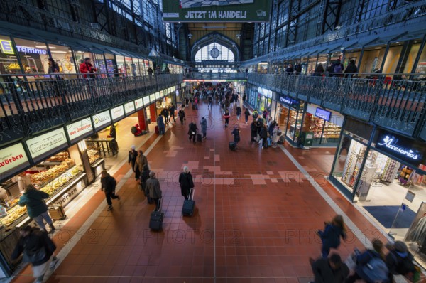 Interior view, lobby, shops, shopping, travelers, main station, Free and Hanseatic City of Hamburg, Germany