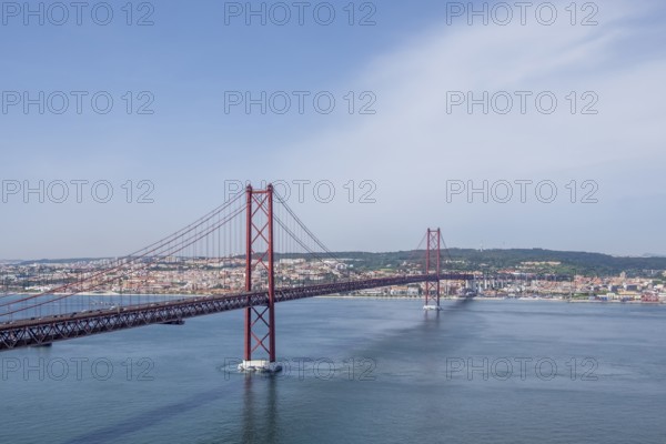 25th April Bridge, Ponte 25 de Abril across the Tagus River, Lisbon, Portugal