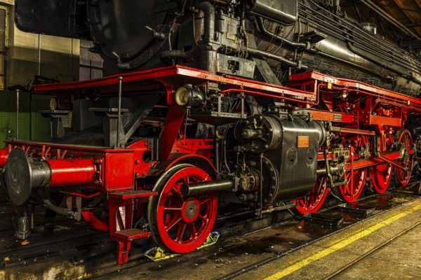Historic steam locomotive owned by the Free State of Bavaria, Eisenbahnmuseum, Augsburg railway park, administrative district of Swabia, Bavaria, Germany
