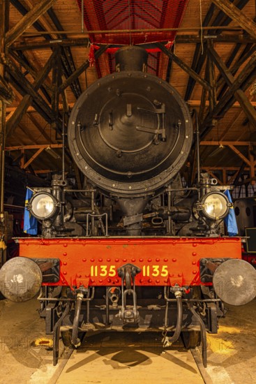 Legendary steam locomotive with the number 1135, Eisenbahnmuseum, Augsburg railway park, Regierungsbezirk Swabia, Bavaria, Germany