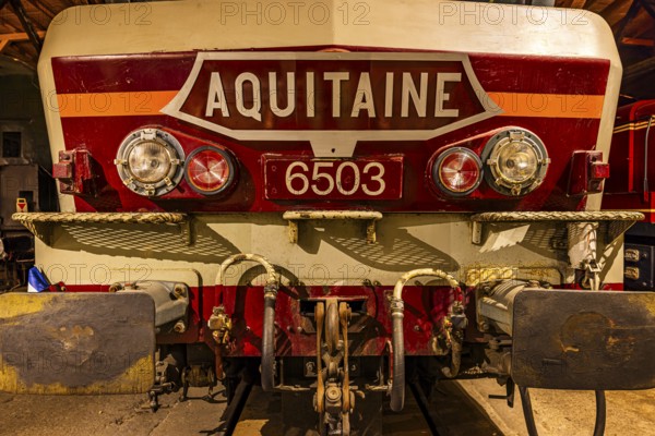 Historic electric locomotive CC 6503 Aquitaine of the French State Railways SNCF, Eisenbahnmuseum, Augsburg railway park, administrative district of Swabia, Bavaria, Germany