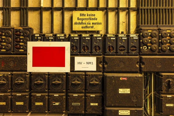 Power distributor in the workshop of the railway museum, Augsburg railway park, administrative district of Swabia, Bavaria, Germany