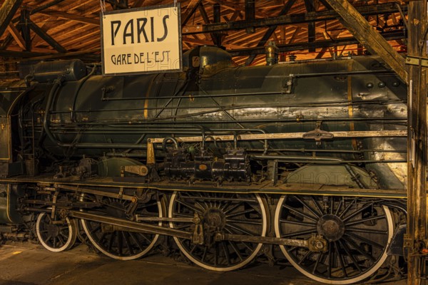 Legendary French La France locomotive, operating number 231.K 22, replica of the Gare de L'Est railway station in Paris, railway museum, Augsburg railway park, administrative district of Swabia, Bavaria, Germany