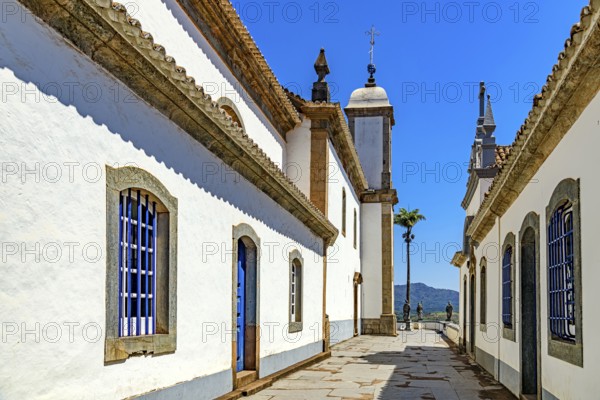 Exterior view of the Bom Jesus de Matosinhos church with its Baroque architecture in Congonhas, Congonhas, Minas Gerais, Brazil
