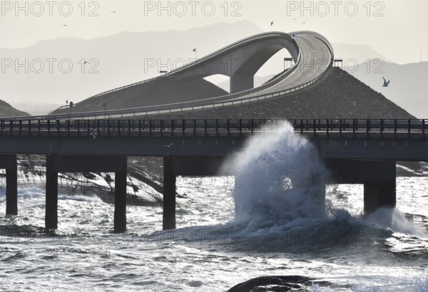 Storm, climate change on the Atlantic Strait in Norway, Storseisundbrua, Vevang, Kårvåg, Norway