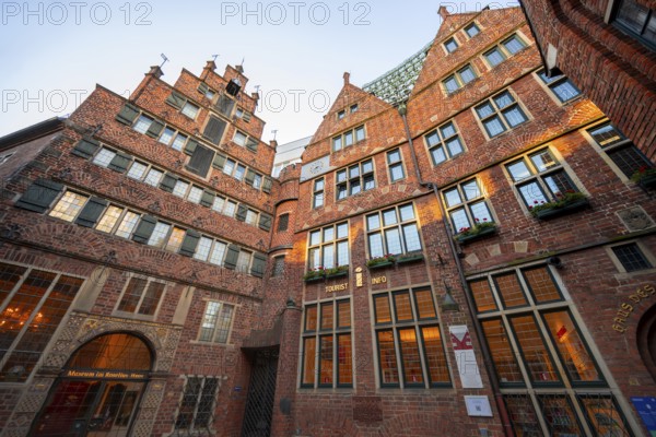 Typical brick houses in Böttcherstraße, House of Glockenspiel, Altstadt, Bremen, Germany