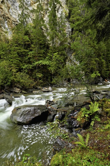 Diosaz mountain river in the gorge, Gorges de la Diosaz, Les Houches, Chamonix-Mont-Blanc, Haute-Savoie, France