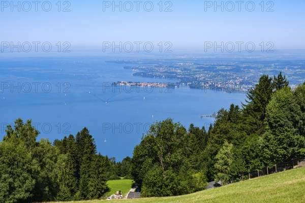 Scenic view of Lake Constance from Pfänder in Lochau, Bregenz, Vorarlberg, Austria