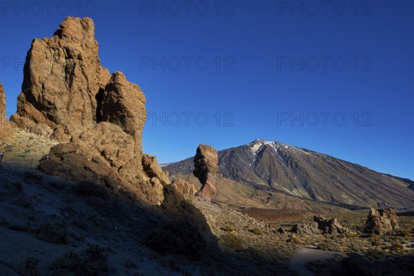 Impressive rocks in a rough volcanic landscape in sunny weather, UNESCO World Heritage Site, Teide National Park, Teide National Park, Tenerife, Canary Islands, Spain