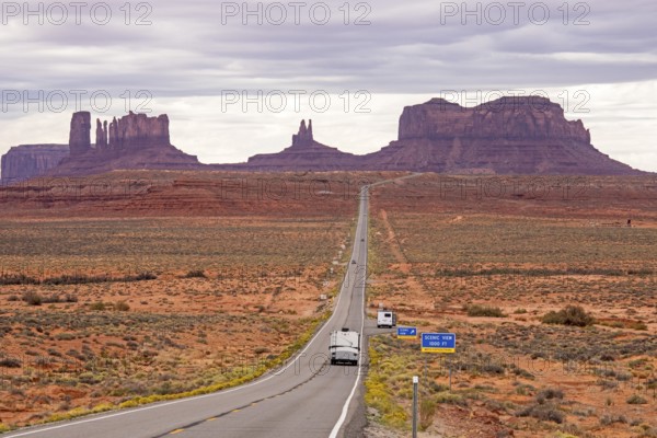 Mexican Hat, Utah - A view of some of the Monument Valley rock formations in Arizona from US Highway 163 in southern Utah