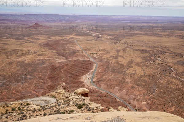 Mexican Hat, Utah - Utah Highway 261 below where the Moki Dugway unpaved road descends from Cedar Mesa