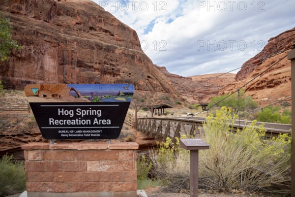 Hite, Utah - Hog Spring Recreation Area. The are has picnic areas and a hiking trail in Red Rock Canyon