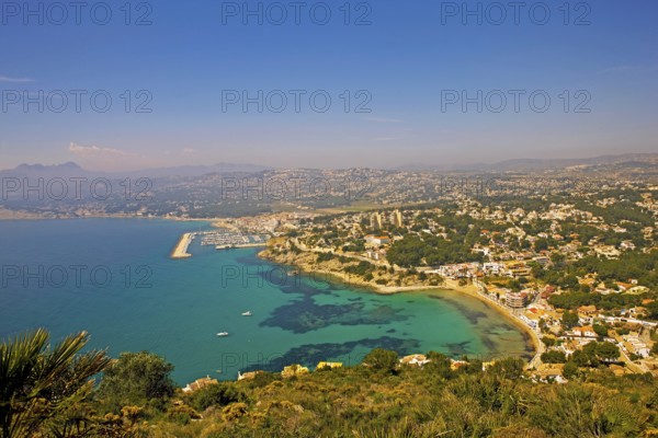 Top view, green vegetation, bay, Moraira, Costa Blanca, Spain