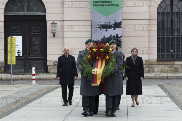 Wreath procession with Governing Mayor of Berlin Kai Wegner, Cornelia Seibeld, President of the House of Representatives of Berlin - Memorial Day Wreath laying for victims of war and tyranny, Neue Wache, Berlin, 16.11.25