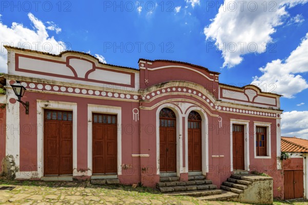 Facade of an old house on the streets of the city of Congonhas in Minas Gerais, Congonhas, Minas Gerais, Brazil