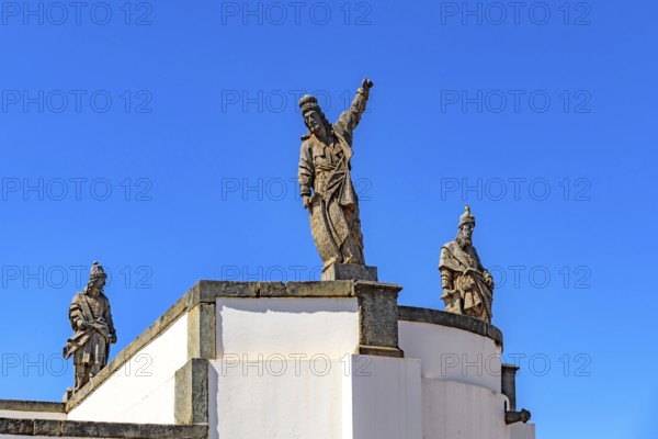Image of some of the 12 prophets sculpted by Aleijadinho in the sanctuary of Bom Jesus de Matosinhos in Congonhas, Congonhas, Minas Gerais, Brazil