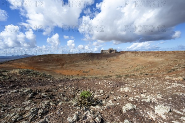Castillo de Santa Bárbara on the Montaña Guanapay volcanic crater, Lanzarote, Canary Islands, Spain
