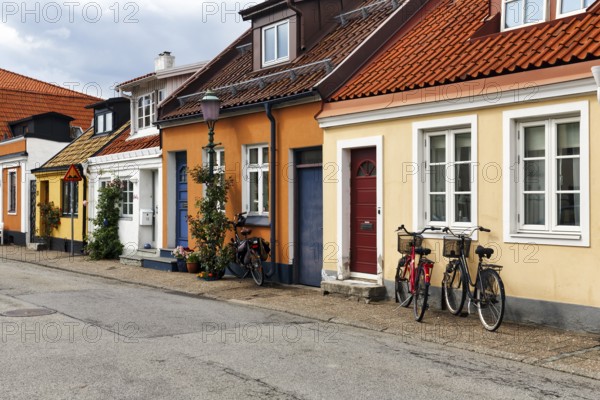 Colourful traditional houses, picturesque old town, Ystad, Sweden