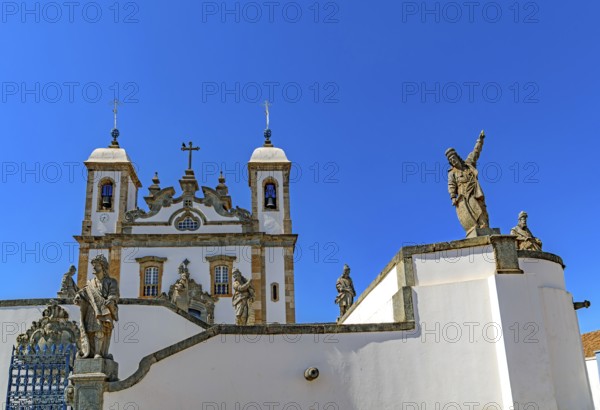 Church and sculptures of the twelve prophets made by Aleijadinho at the Sanctuary of Bom Jesus de Matosinhos in Congonhas, Minas Gerais