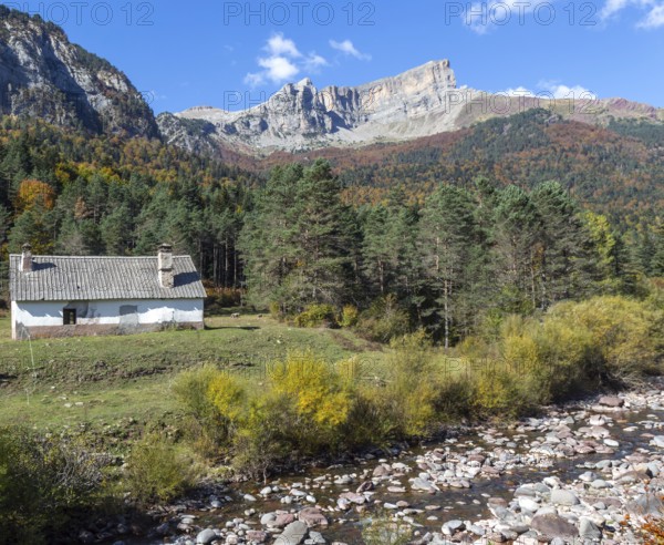 Mountain landscape view, Selva de Oza, Valle de Hecho, Pyrenees Mountains, Huesca province, Aragon, Spain