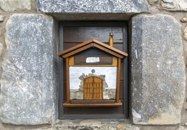 Interesting home letter box for mail, village of Echo or Hecho, Valle de Hecho, Huesca province, Aragon, Spain
