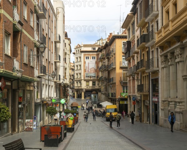 Historic buildings in street Calle Ramón y Cajal, city centre of Teruel, Aragon, Spain