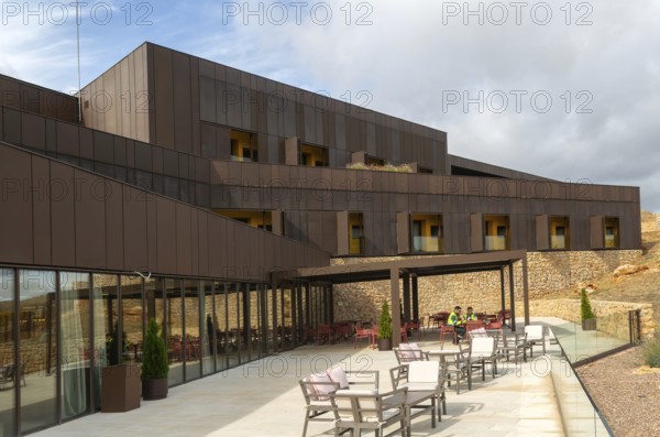 Modern architecture of new Parador de Molina de Aragón, Guadalajara province, Castile-La Mancha, Spain